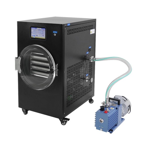 -60℃ Professional Freeze Dryer Machine for Food, Commercial Freeze Dryer, Auto Defrost, 4SS Trays, Laboratory Freeze Drying Machine for Emergency Food Storage/Milk/Fruits/Pet Treats Lab Lyophilizer