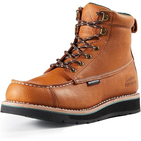 6''Composite/Soft Toe Work Boots For Men,Waterproof Wedge Moc Toe, Oil/Slip Resistant, Leather Welt, Industrial Construction Durty work Boots,EH G6155