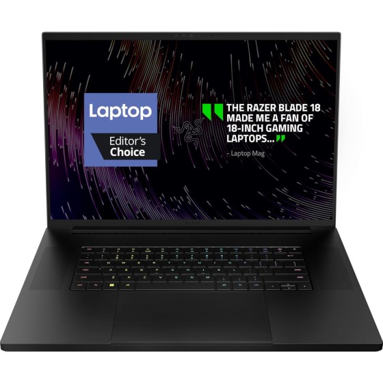 Razer Blade 18 Gaming Laptop: NVIDIA GeForce RTX 4080-13th Gen Intel 24-Core i9 HX CPU - 18" QHD+ 240Hz - 32GB RAM - 1TB SSD - CNC Aluminum - Compact GaN Charger - Windows 11 - Chroma RGB